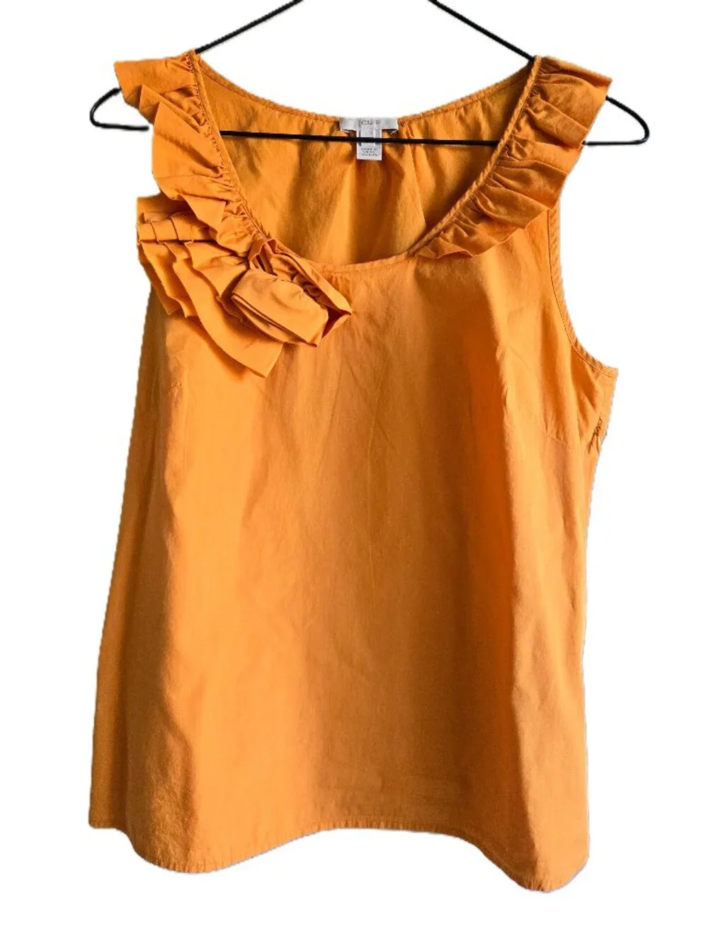 J. CREW Ruffle Front Trim Feminine Burnt Orange Squash Blouse Tank Top Women's 6